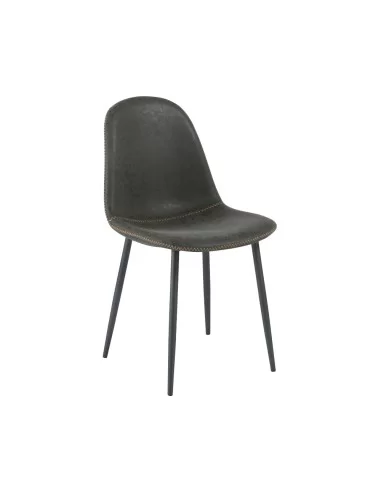 Lolita gris - chaise métal noir assise et dossier PVC avec surpiqûre