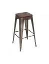 Mill - tabouret métal époxy bronze assise bois