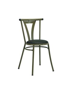 Madalena - chaise métal époxy assise tapissée ou bois ou tôle dossier métal