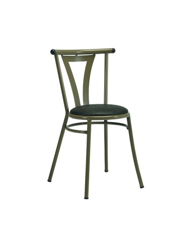Madalena - chaise métal époxy assise tapissée ou bois ou tôle dossier métal