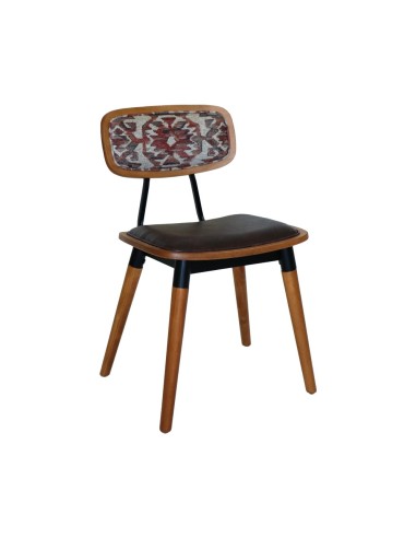 Felix tapissée - chaise métal pieds bois hêtre massif assise et dossier tapissée